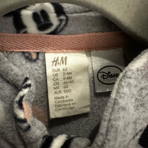 H&M x Disney Minnie Mouse Fleece Zip up Sweater / Size: 2-4 Months - Picture 4 of 5